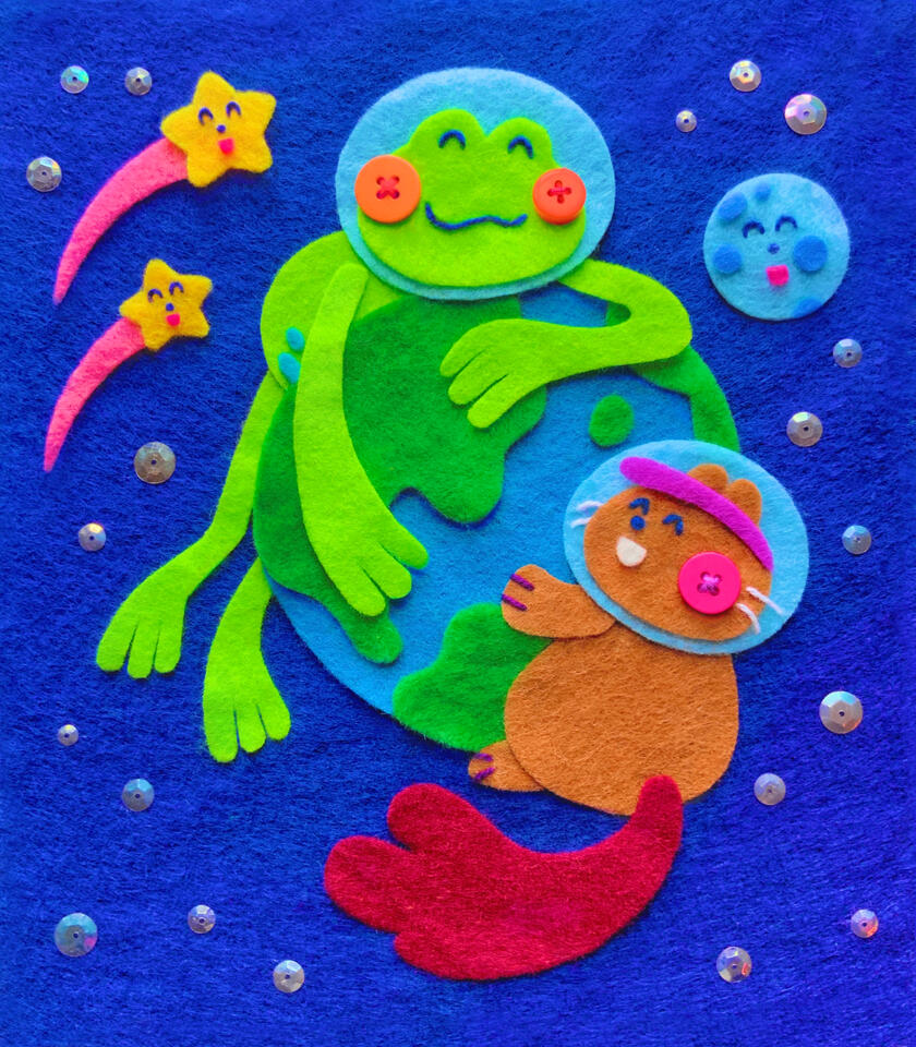 dev and puck go to space